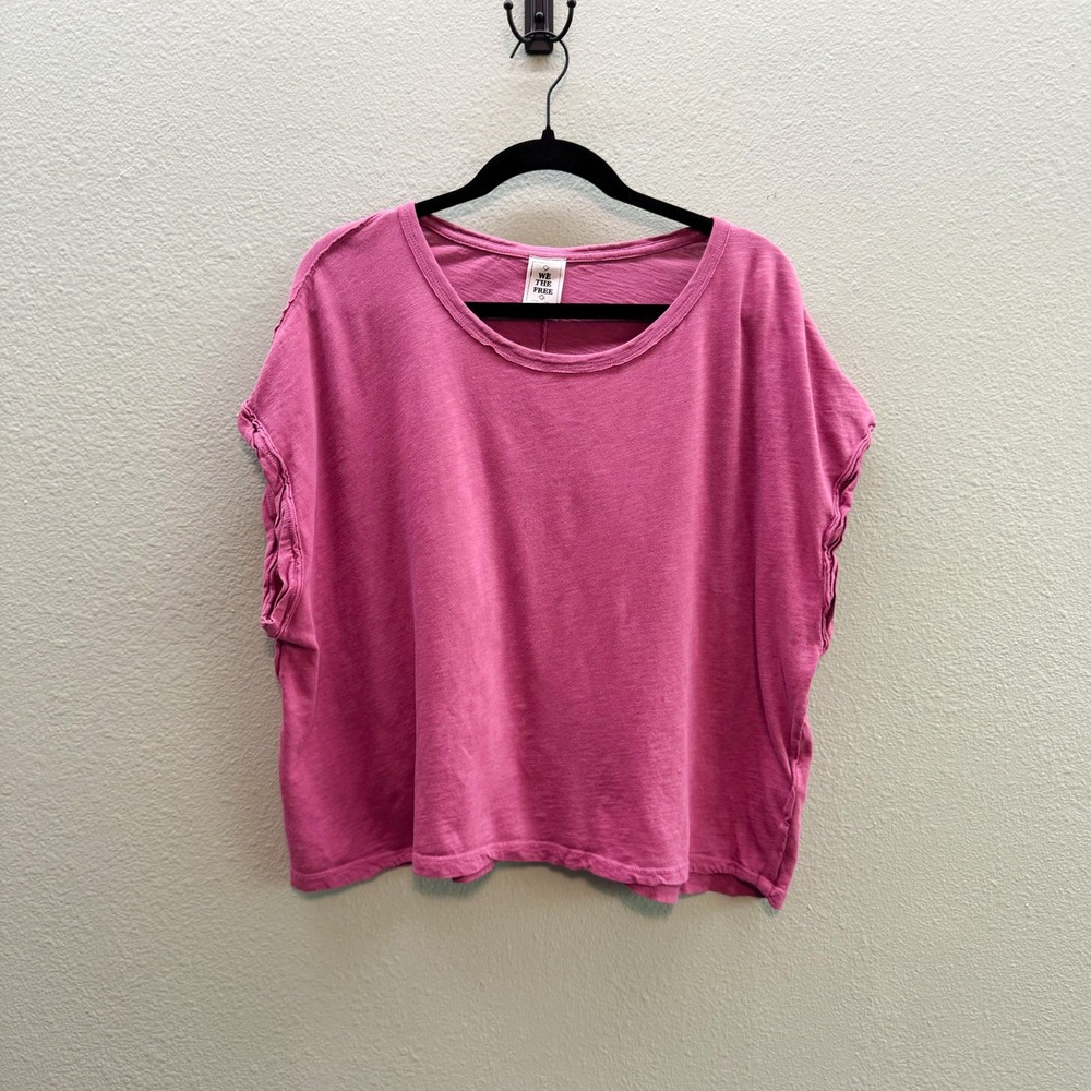 Free People We the Free Pink Magenta Short Sleeve Dolman Tee - Large